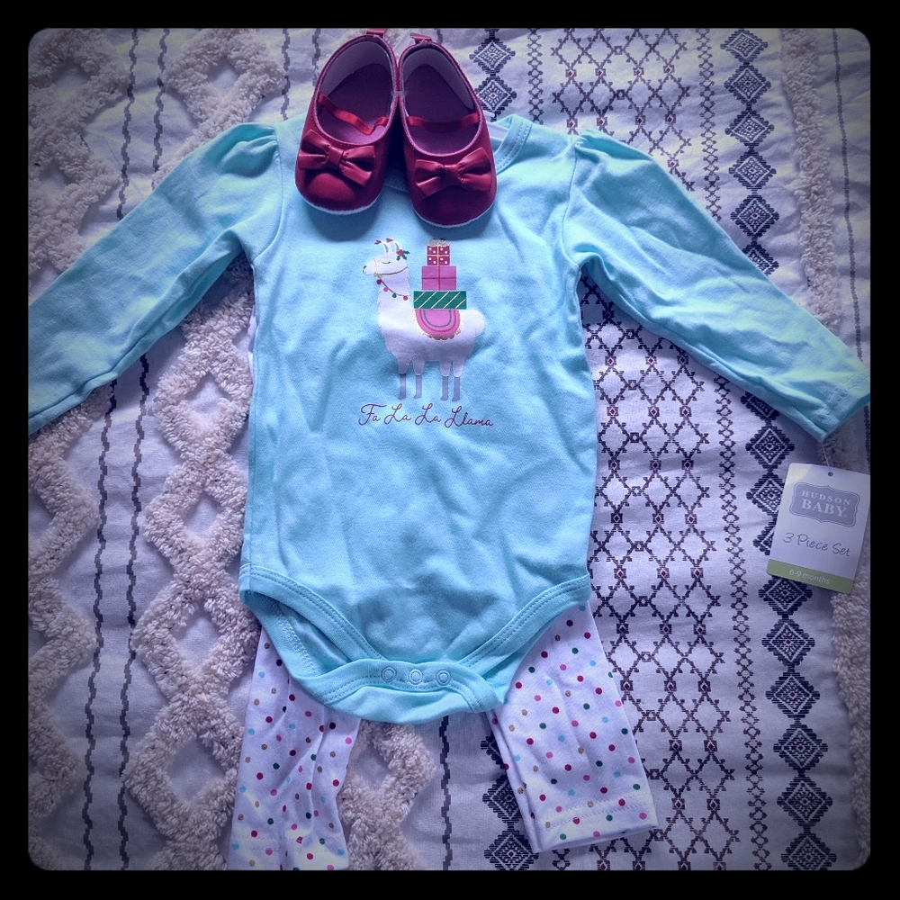 Baby Girl 6-9 Months Llama Holiday Outfit